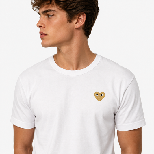 Camiseta CDG Play Branco Golden Heart