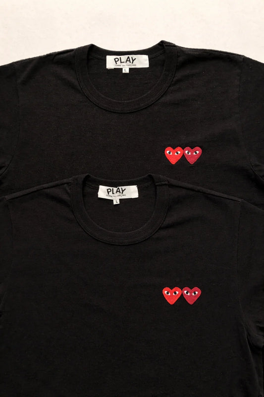 Camiseta CDG Play Preto Double Heart