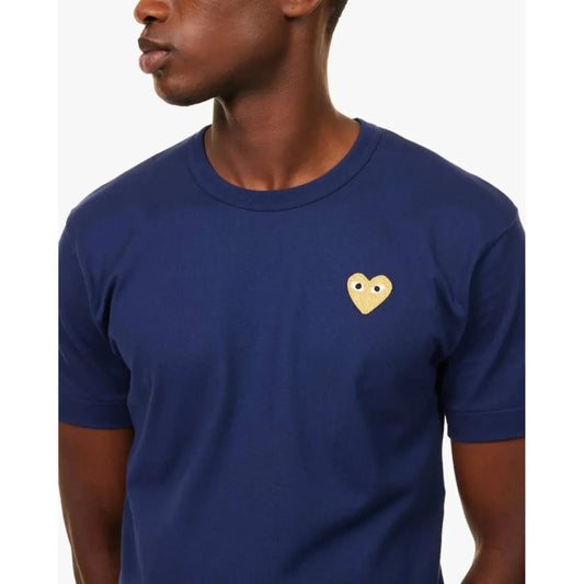 Camiseta CDG Play Azul Marinho Golden Heart