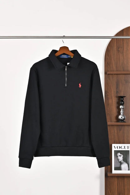 Suéter Polo Ralph Lauren Quarterzip Unissex – Preto, Cáqui, Cinza Claro ou Cinza Carvão