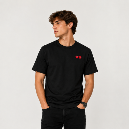 Camiseta CDG Play Preto Double Heart