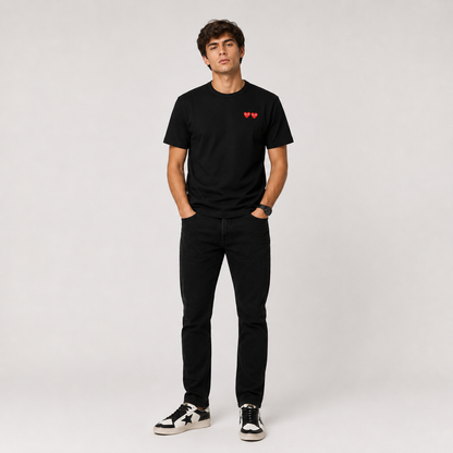 Camiseta CDG Play Preto Double Heart
