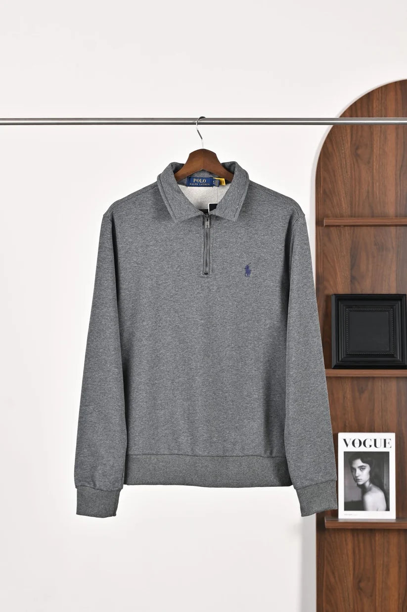 Suéter Polo Ralph Lauren Quarterzip Unissex – Preto, Cáqui, Cinza Claro ou Cinza Carvão