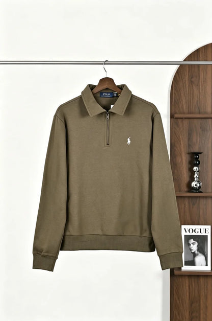 Suéter Polo Ralph Lauren Quarterzip Unissex – Preto, Cáqui, Cinza Claro ou Cinza Carvão
