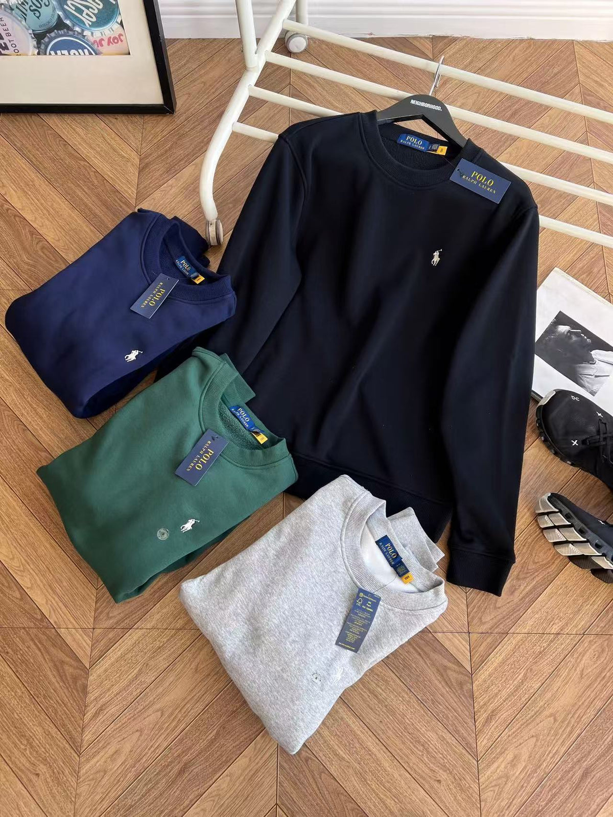 Suéter Polo Ralph Lauren Forrado em Lã – Preto, Azul Marinho, Cinza ou Verde Floresta