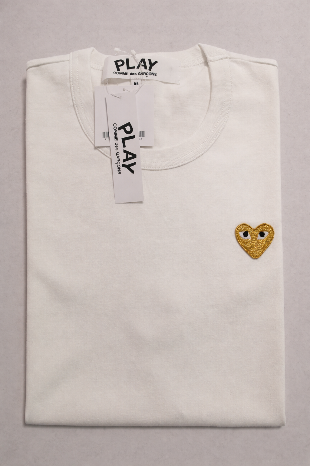 Camiseta CDG Play Branca "Golden Heart"