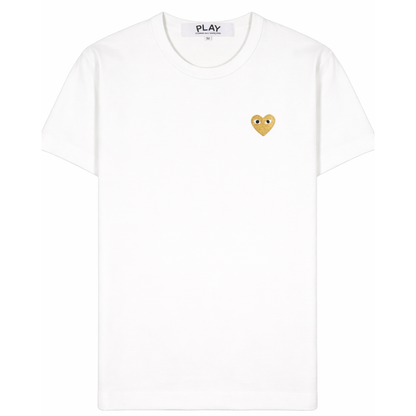 Camiseta CDG Play Branca "Golden Heart"