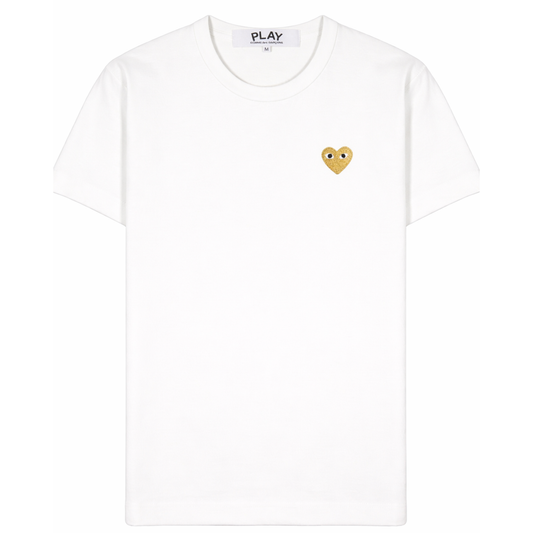 Camiseta CDG Play Branca "Golden Heart"