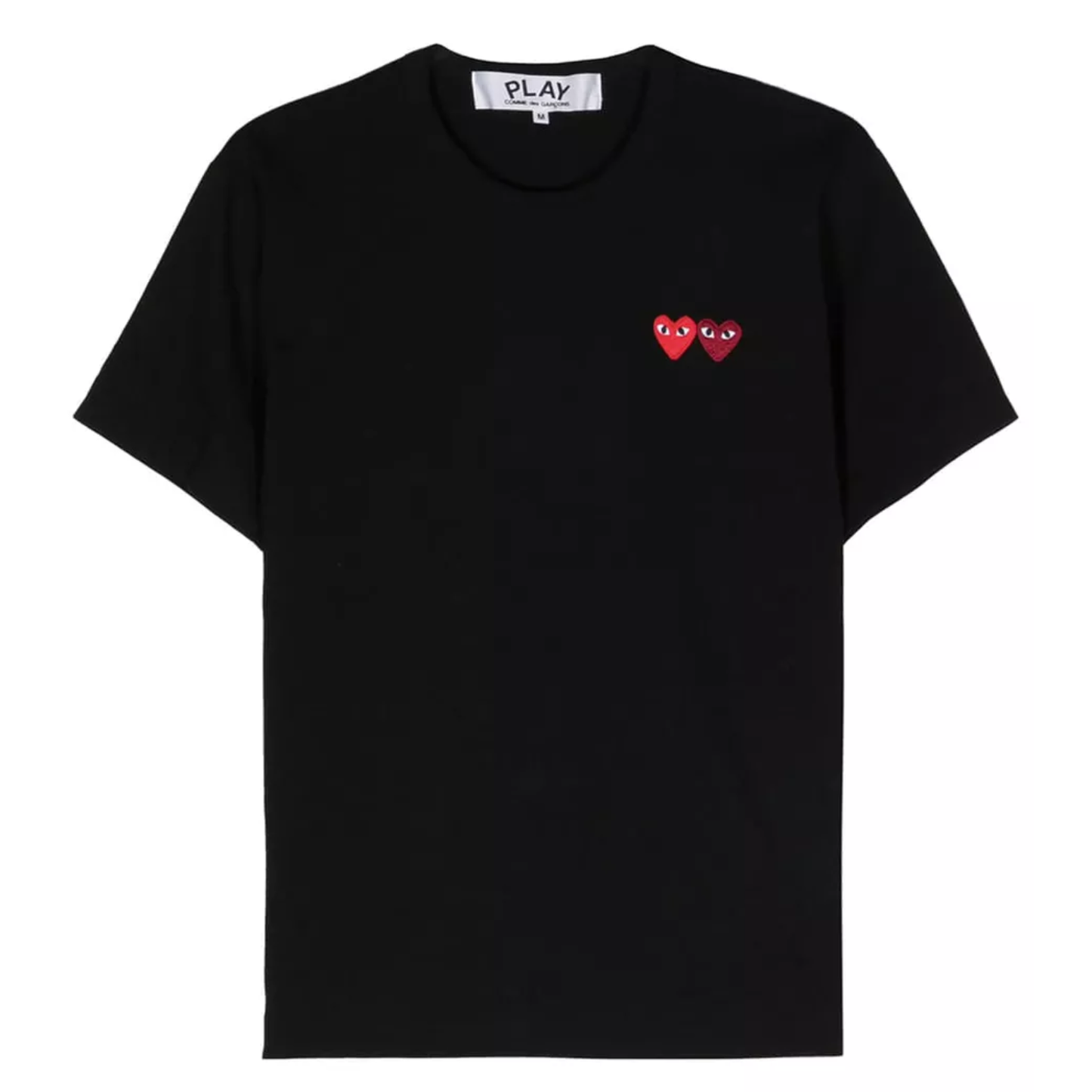 Camiseta CDG Play Preta "Double Heart"
