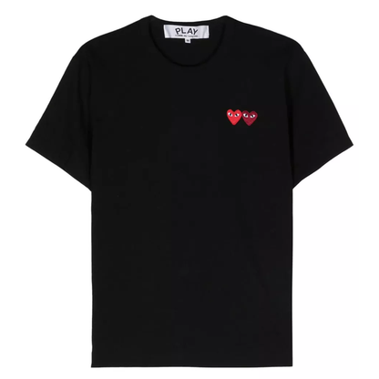Camiseta CDG Play Preta "Double Heart"