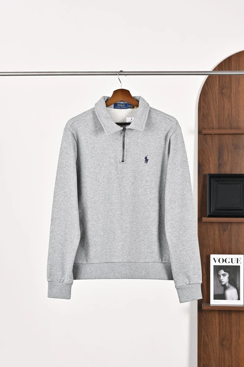 Suéter Polo Ralph Lauren Quarterzip Unissex – Preto, Cáqui, Cinza Claro ou Cinza Carvão