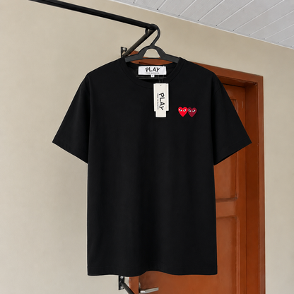 Camiseta CDG Play Preto Double Heart
