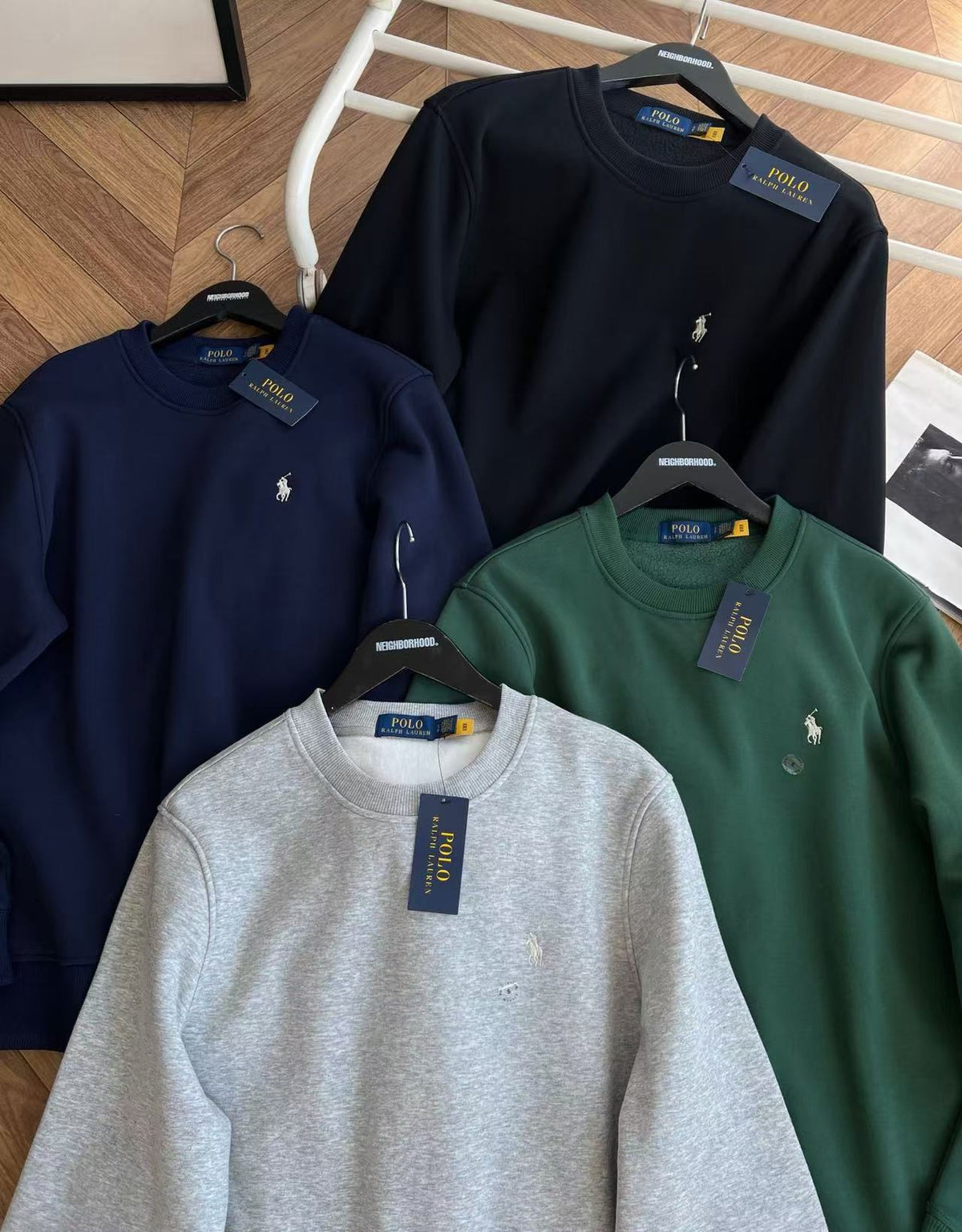 Suéter Polo Ralph Lauren Forrado em Lã – Preto, Azul Marinho, Cinza ou Verde Floresta