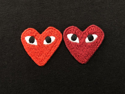 Camiseta CDG Play Preta "Double Heart"