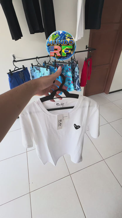 Camiseta CDG Play Branco Black Heart